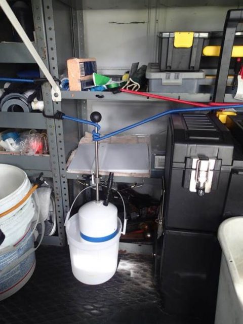 leakalyzer suspended in truck